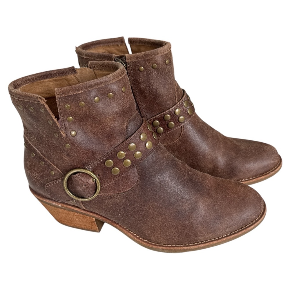 Sofft‎ Brown Leather Western Harness Ankle Boots Studs Rivets Size 7.5